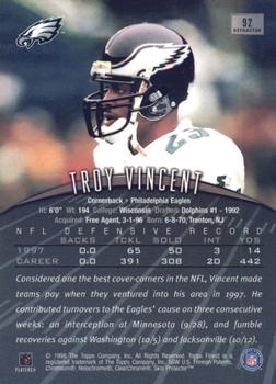 1998 Finest - Refractors #92 Troy Vincent Back