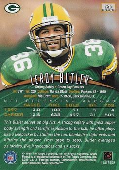 1998 Finest - Refractors #255 LeRoy Butler Back