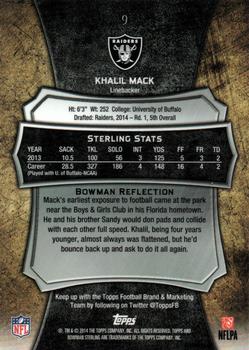 2014 Bowman Sterling #9 Khalil Mack Back