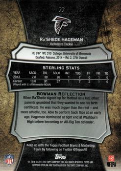 2014 Bowman Sterling #22 Ra'Shede Hageman Back