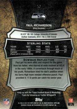 2014 Bowman Sterling #52 Paul Richardson Back