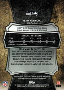 2014 Bowman Sterling #81 Kevin Norwood Back