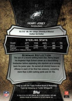 2014 Bowman Sterling #87 Henry Josey Back