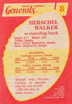 1985 Topps New Jersey Generals (USFL) #8 Herschel Walker Back