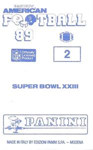 1989 Panini Stickers (UK) #2 SB XXIII Program Back
