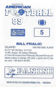 1989 Panini Stickers (UK) #5 Bill Fralic Back