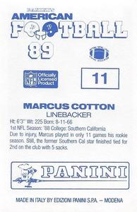 1989 Panini Stickers (UK) #11 Marcus Cotton Back
