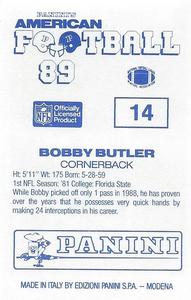 1989 Panini Stickers (UK) #14 Bobby Butler Back