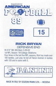1989 Panini Stickers (UK) #15 Rick Bryan Back