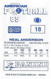 1989 Panini Stickers (UK) #18 Neal Anderson Back