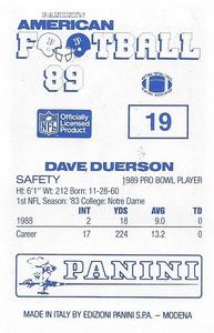 1989 Panini Stickers (UK) #19 Dave Duerson Back