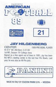 1989 Panini Stickers (UK) #21 Jay Hilgenberg Back