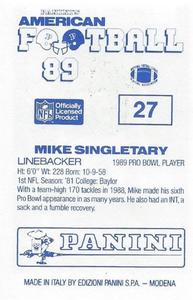 1989 Panini Stickers (UK) #27 Mike Singletary Back