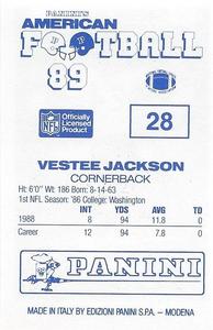 1989 Panini Stickers (UK) #28 Vestee Jackson Back