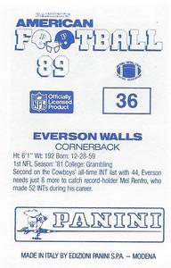1989 Panini Stickers (UK) #36 Everson Walls Back
