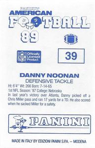 1989 Panini Stickers (UK) #39 Danny Noonan Back