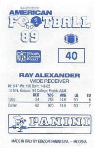 1989 Panini Stickers (UK) #40 Ray Alexander Back