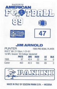 1989 Panini Stickers (UK) #47 Jim Arnold Back
