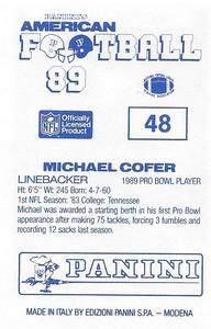 1989 Panini Stickers (UK) #48 Michael Cofer Back