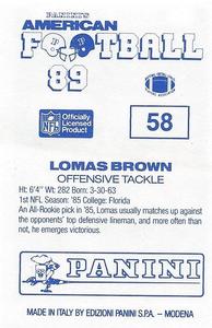 1989 Panini Stickers (UK) #58 Lomas Brown Back