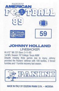 1989 Panini Stickers (UK) #59 Johnny Holland Back