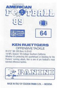 1989 Panini Stickers (UK) #64 Ken Ruettgers Back