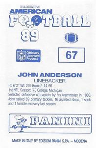 1989 Panini Stickers (UK) #67 John Anderson Back