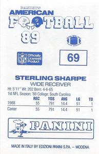 1989 Panini Stickers (UK) #69 Sterling Sharpe Back