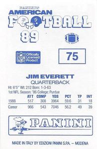 1989 Panini Stickers (UK) #75 Jim Everett Back