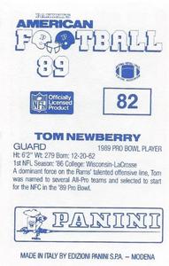 1989 Panini Stickers (UK) #82 Tom Newberry Back
