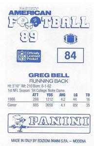 1989 Panini Stickers (UK) #84 Greg Bell Back