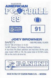 1989 Panini Stickers (UK) #91 Joey Browner Back