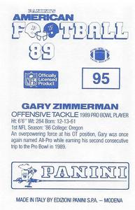 1989 Panini Stickers (UK) #95 Gary Zimmerman Back