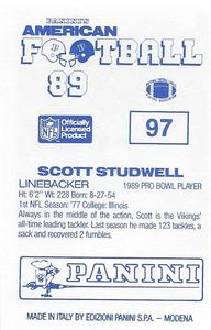1989 Panini Stickers (UK) #97 Scott Studwell Back