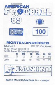 1989 Panini Stickers (UK) #100 Morten Andersen Back