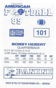 1989 Panini Stickers (UK) #101 Bobby Hebert Back