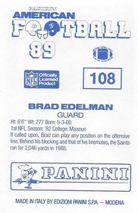 1989 Panini Stickers (UK) #108 Brad Edelman Back