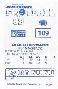 1989 Panini Stickers (UK) #109 Craig Heyward Back