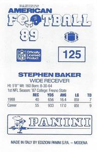 1989 Panini Stickers (UK) #125 Stephen Baker Back