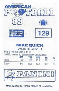 1989 Panini Stickers (UK) #129 Mike Quick Back
