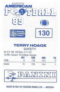 1989 Panini Stickers (UK) #130 Terry Hoage Back