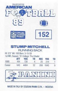 1989 Panini Stickers (UK) #152 Stump Mitchell Back
