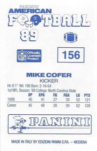 1989 Panini Stickers (UK) #156 Mike Cofer Back