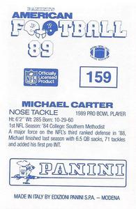 1989 Panini Stickers (UK) #159 Michael Carter Back
