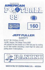 1989 Panini Stickers (UK) #160 Jeff Fuller Back
