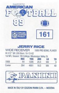 1989 Panini Stickers (UK) #161 Jerry Rice Back