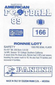 1989 Panini Stickers (UK) #166 Ronnie Lott Back