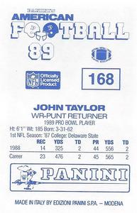 1989 Panini Stickers (UK) #168 John Taylor Back