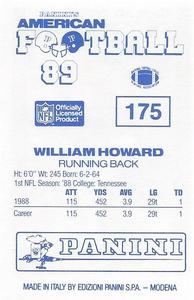 1989 Panini Stickers (UK) #175 William Howard Back