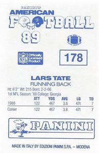 1989 Panini Stickers (UK) #178 Lars Tate Back